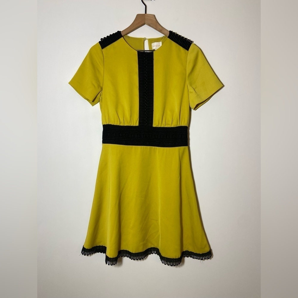 Foxiedox NWT Mustard Yellow Embroidered Fit & Flare Mini Dress Size Small